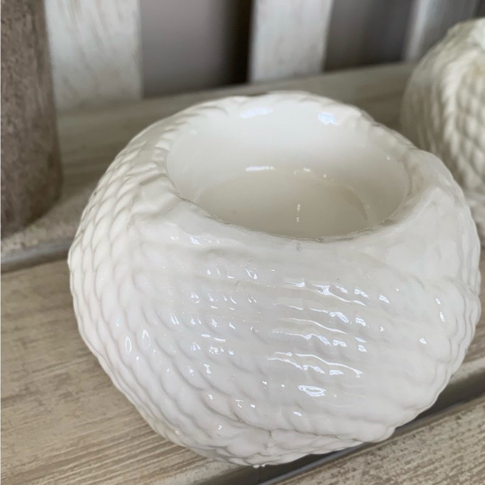 T.J.Maxx Nautical Rope candle Holder set ⚓️🆕⚓️Ceramic Rope Candleholders - Picture 2 of 9